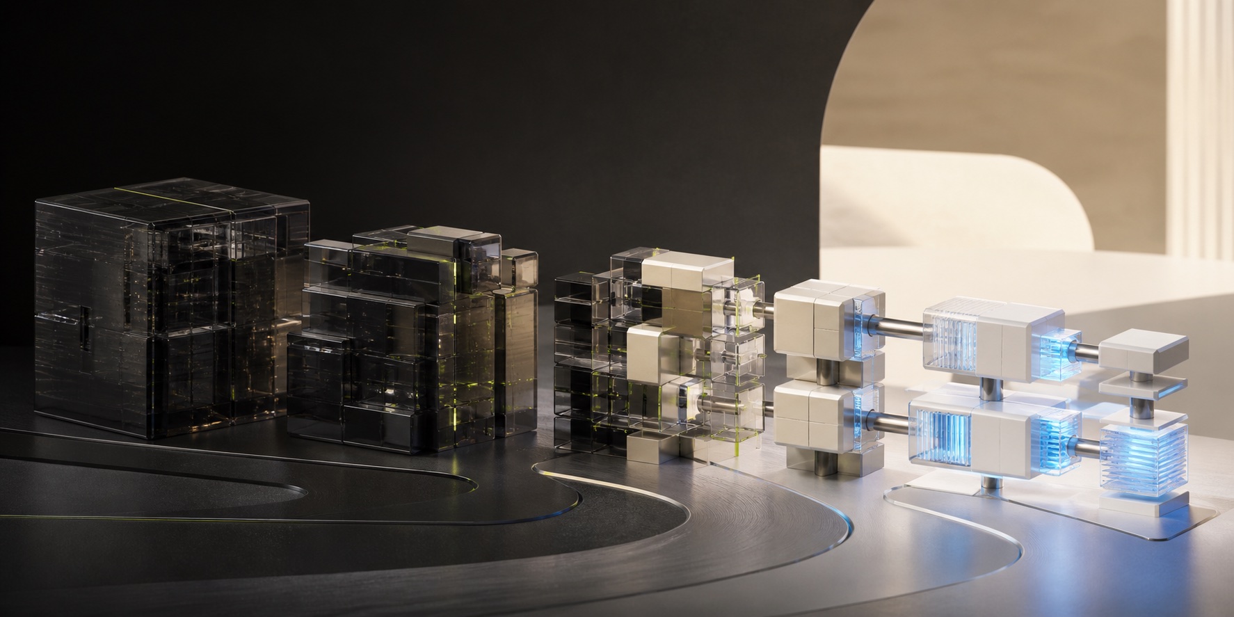 Abstract legacy core architecture reorganizing into modular infrastructure